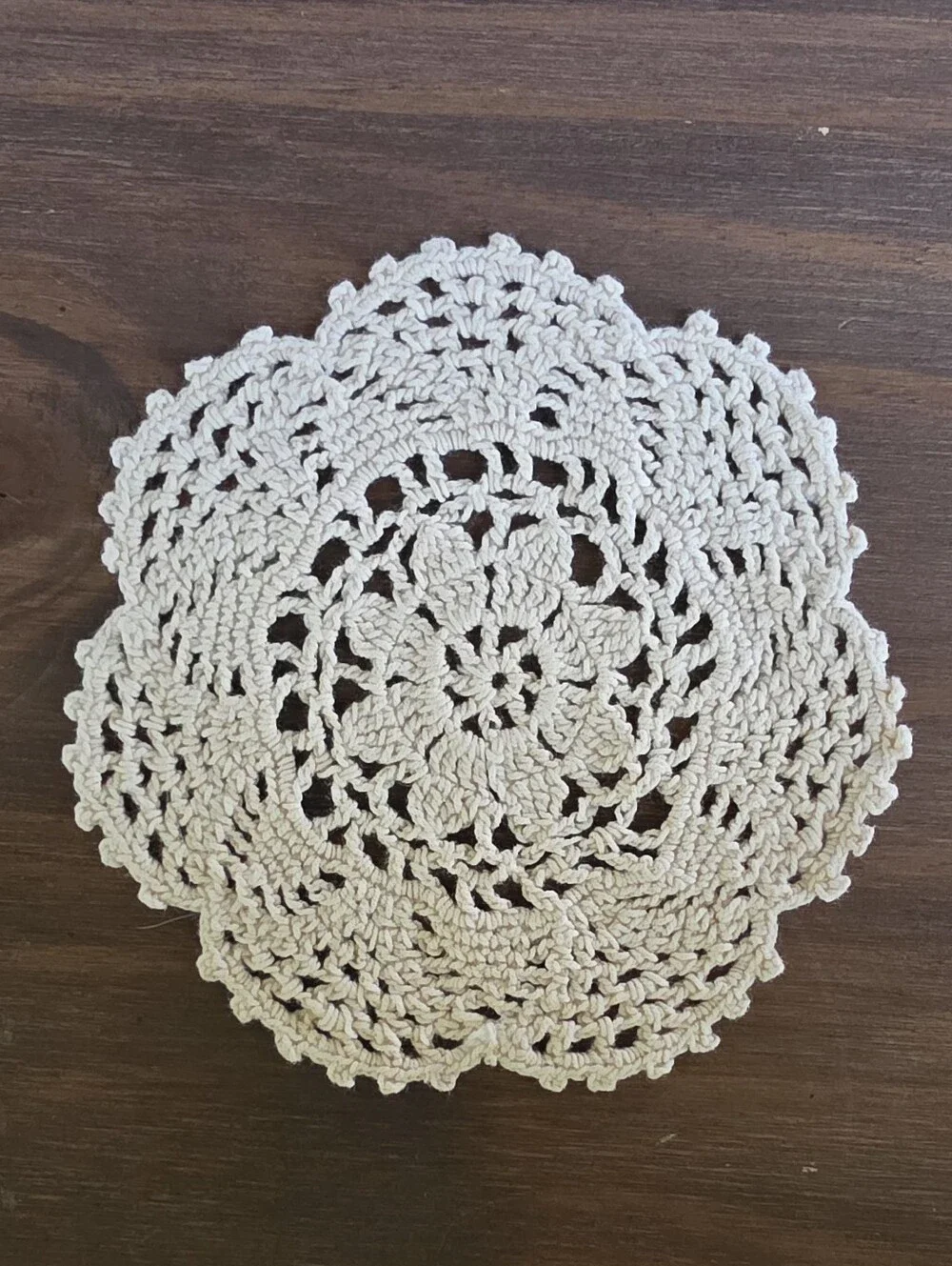 Vintage Crocheted Coasters Doily Ivory Hand Knitted Cottage Core Set Of 9